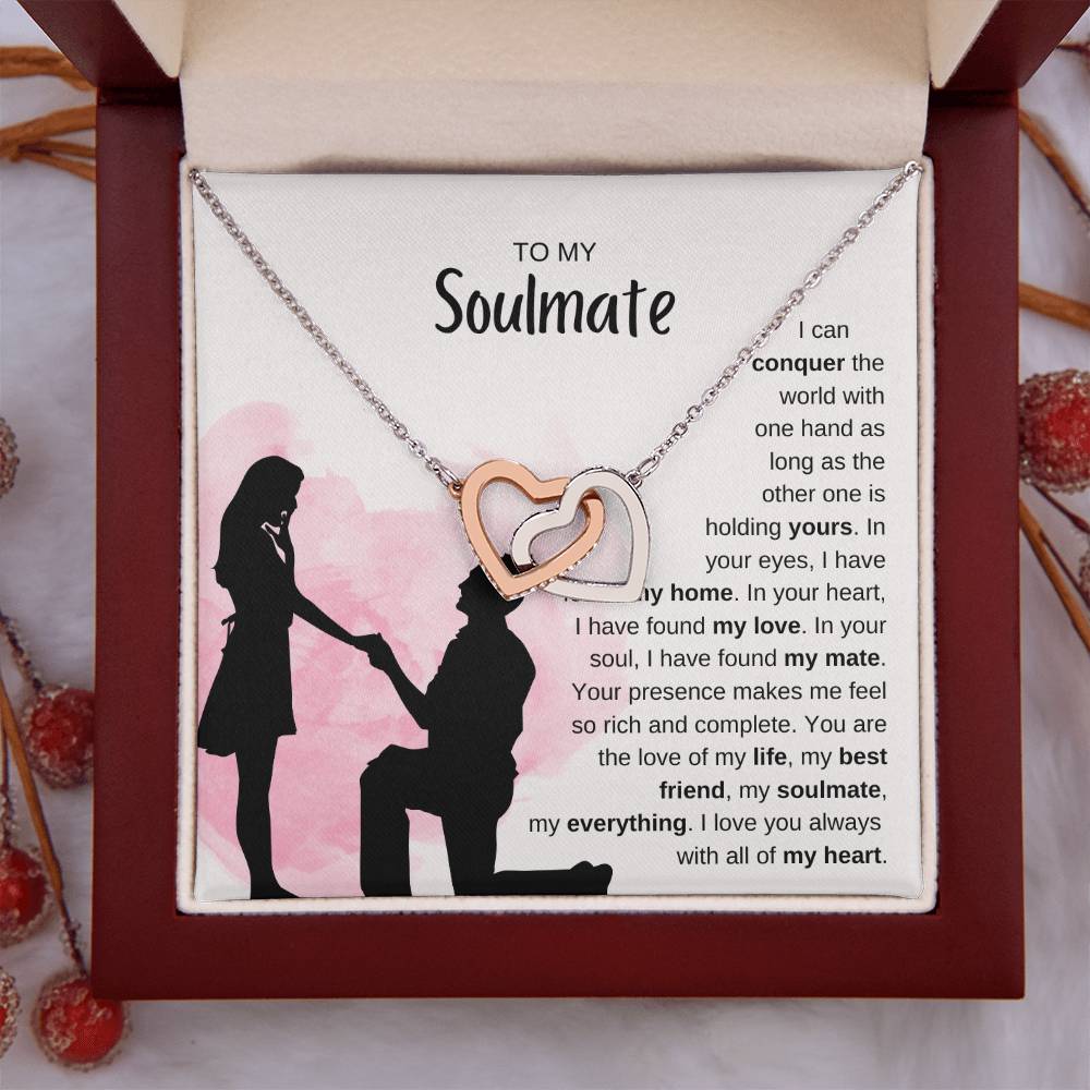 To My Soulmate Necklace - Soulmate Jewelry for Valentine’s Day & Gifts for Her - Interlocking Hearts Necklace