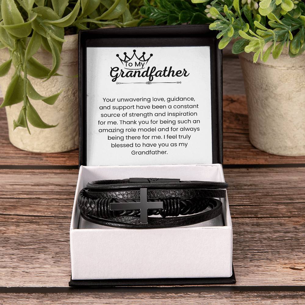 To My Grandfather - Your Unwavering Love - Men's Cross Bracelet