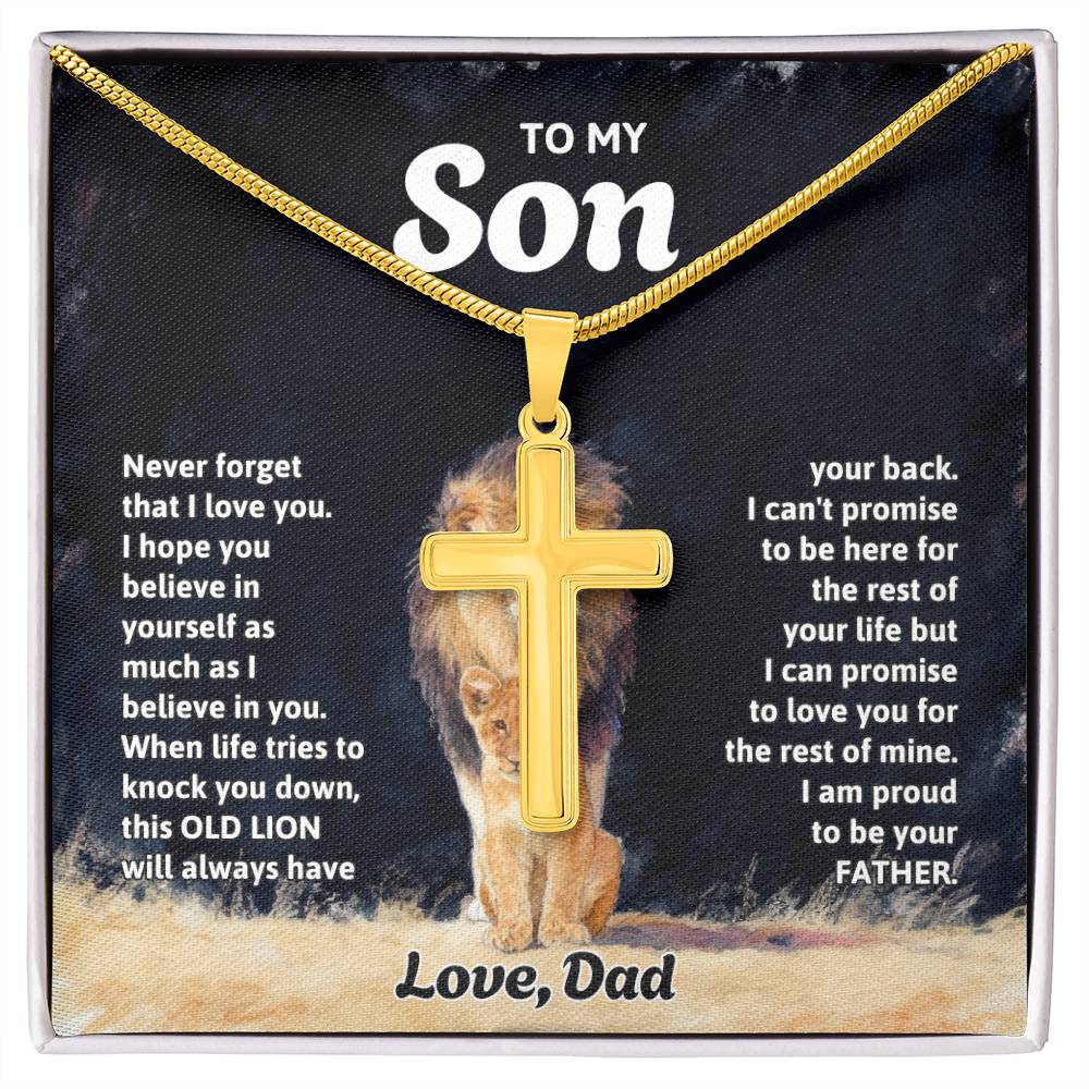 To My Son Necklace - Gift for Son from Dad - Never forget that I love you - Artisan Cross Necklace