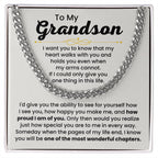 To My Grandson Necklace – Holiday Gift for Grandson Graduation – Cuban Link Chain
