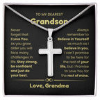 To My Grandson - Grandson Gift from Grandma - As you grow older you will face many challenges in life - Artisan Cross Necklace