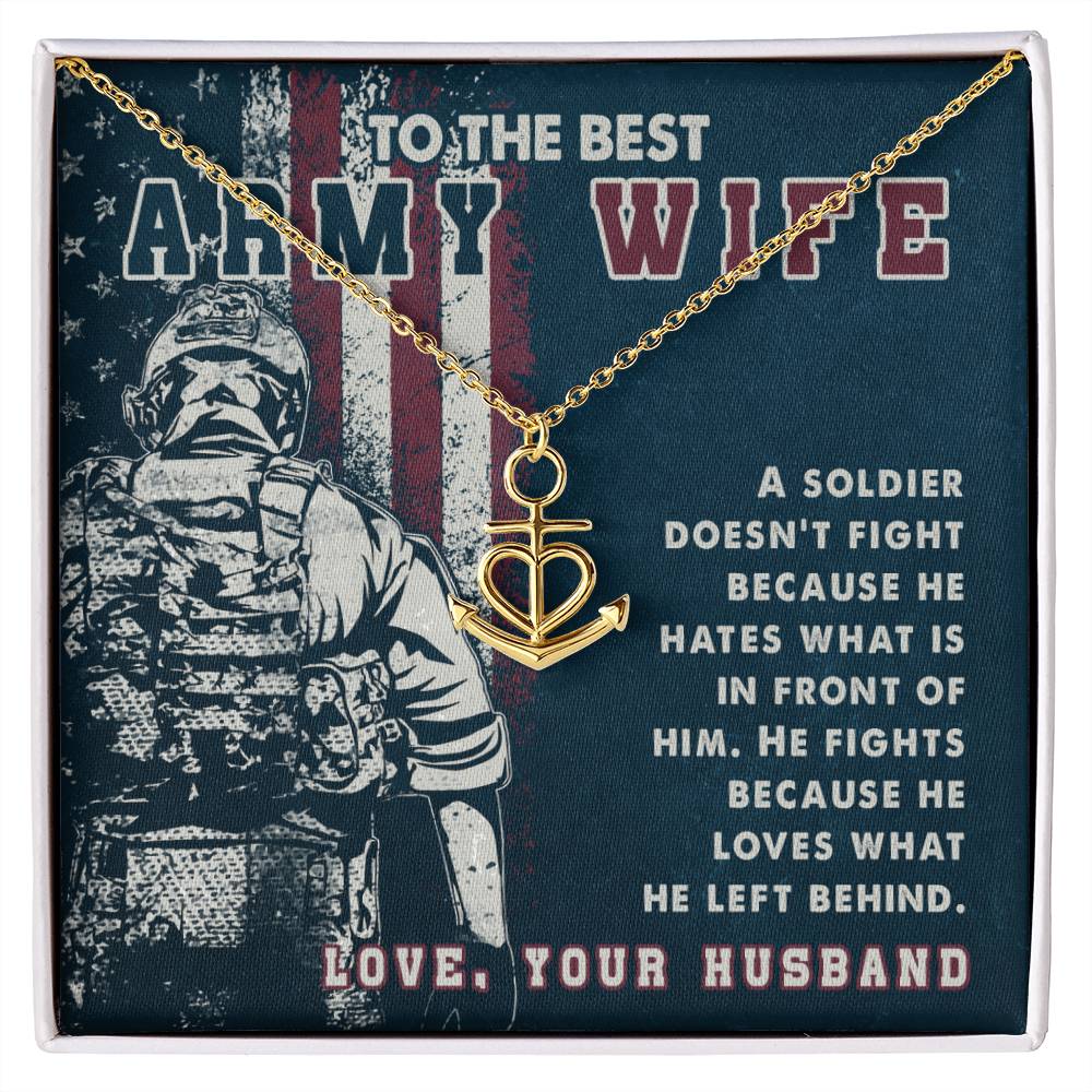 To My Army Wife Necklace Gift from Husband, Perfect for Birthday & Valentine’s Day Surprises - Anchor Pendant Necklace