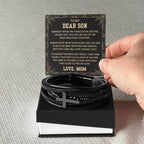 Mom to Son Gift – Graduation, Birthday, Christmas – Men’s Cross Bracelet