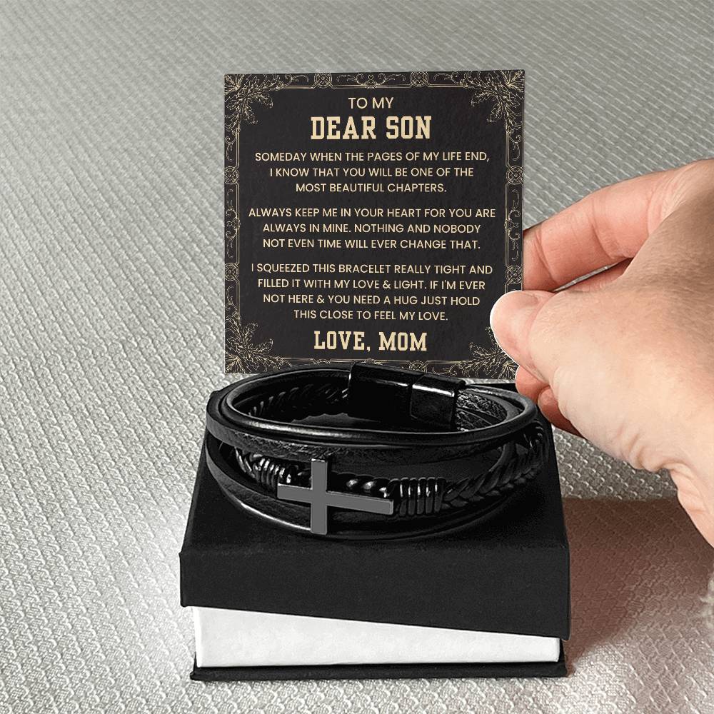 Mom to Son Gift – Graduation, Birthday, Christmas – Men’s Cross Bracelet