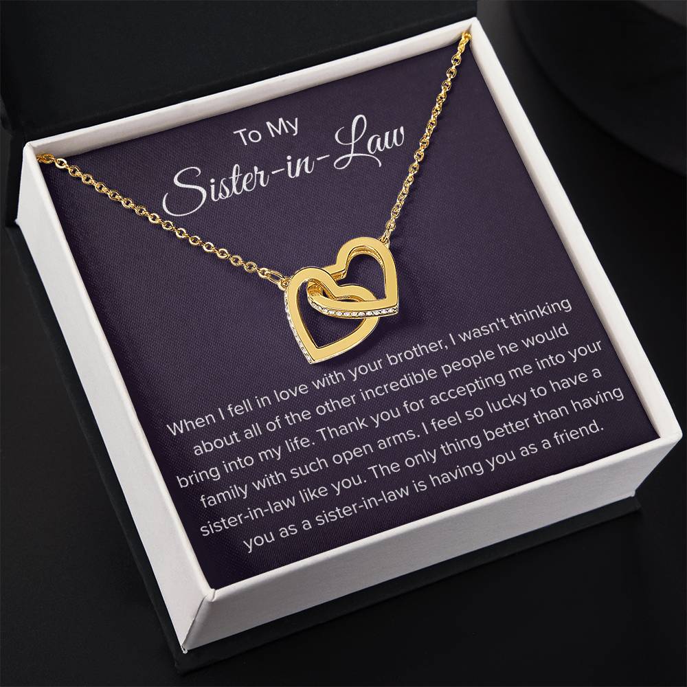 To My Sister In Law - Thank You for Accepting Me - Interlocking Hearts Necklace