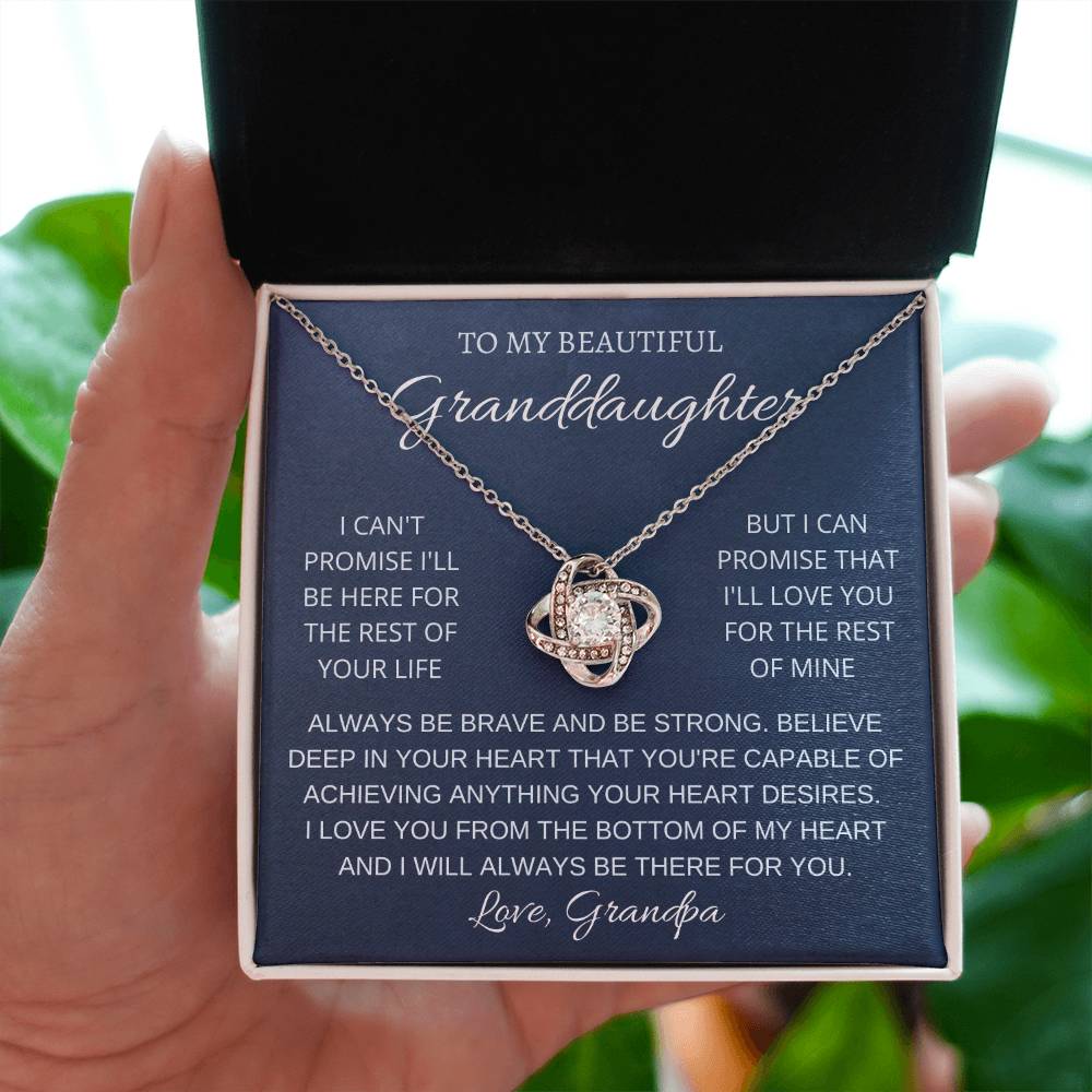 To My Granddaughter Necklace – Birthday & Christmas Gift for Granddaughter from Grandpa – Love Knot Necklace
