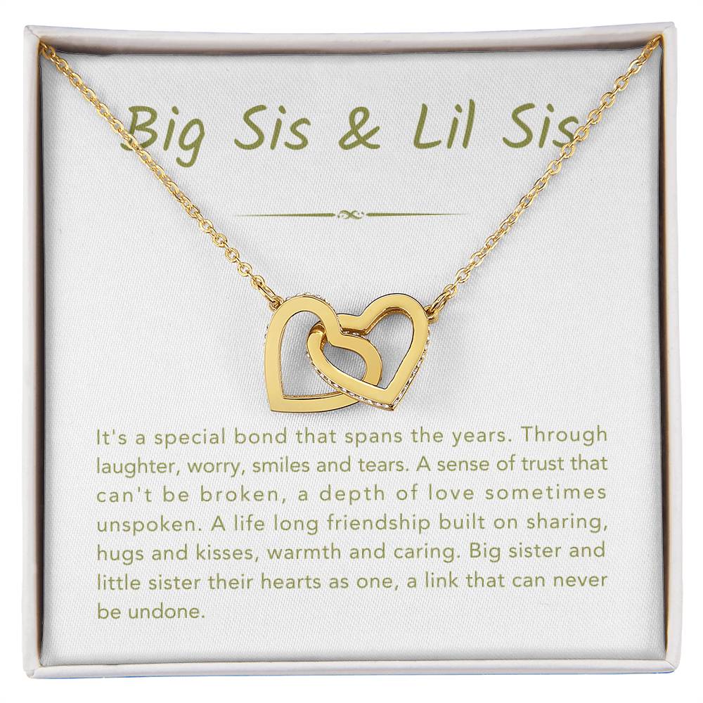 Big Sis & Lil Sis Necklace - It's a special bond that spans the years - Gift for Sisters - Interlocking Hearts Necklace