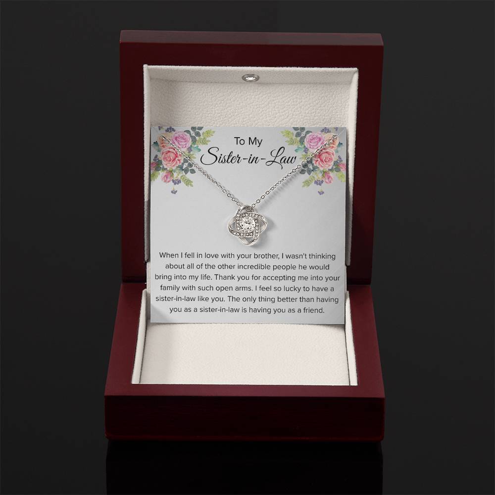 To My Sister In Law Necklace - Gift for Bonus Sister - Love Knot Necklace
