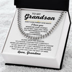 To My Grandson Necklace – Grandson Gift from Grandma – Cuban Link Chain
