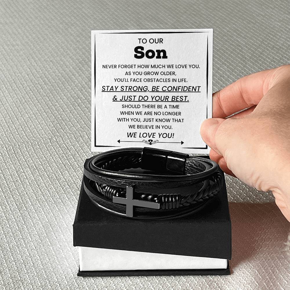 Gift for Son from Parents – Christmas, Birthday – Men’s Cross Bracelet