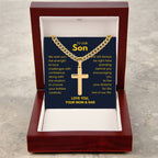 To Our Son - Son Gift from Mom and Dad - Artisan Cross with Cuban Link Chain