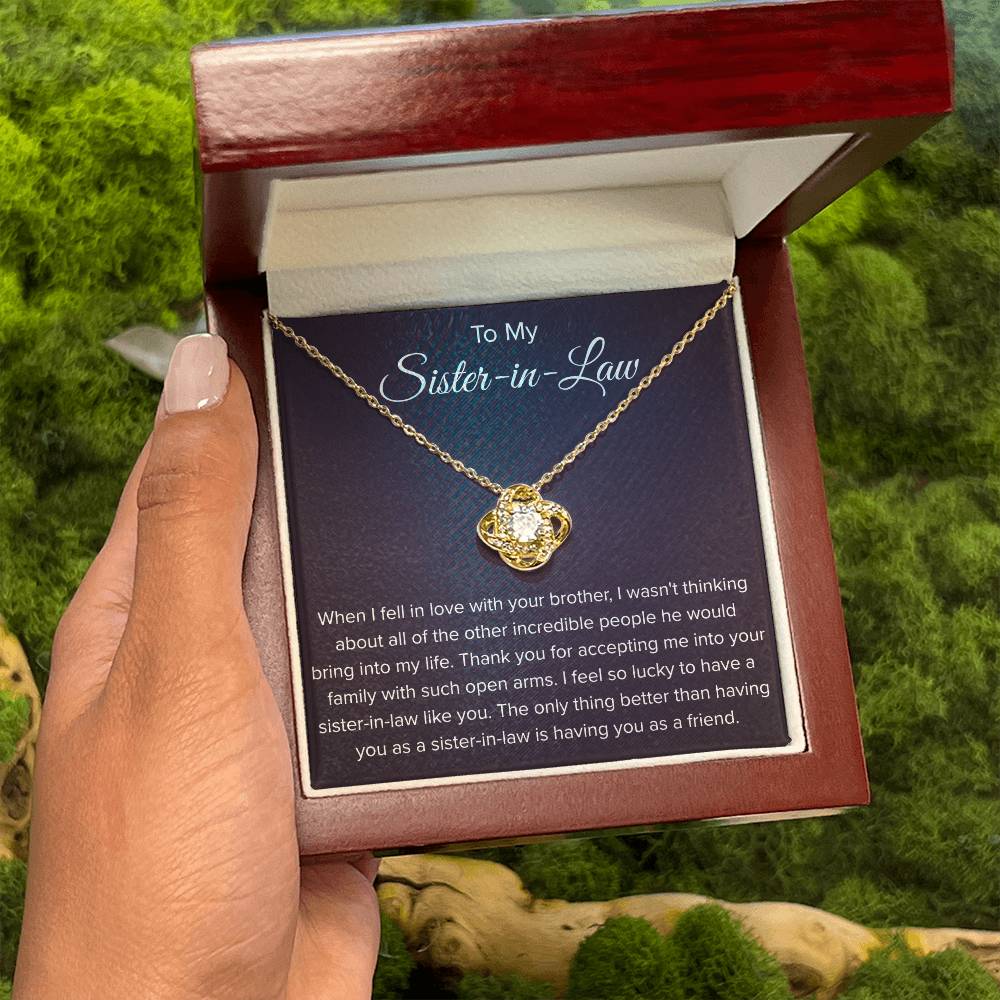 To My Sister In Law - Thank You for Accepting Me - Love Knot Necklace