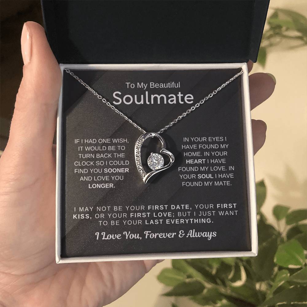 To My Beautiful Soulmate Necklace - Romantic Gift for Her for Christmas & Love Celebrations - Forever Love Necklace