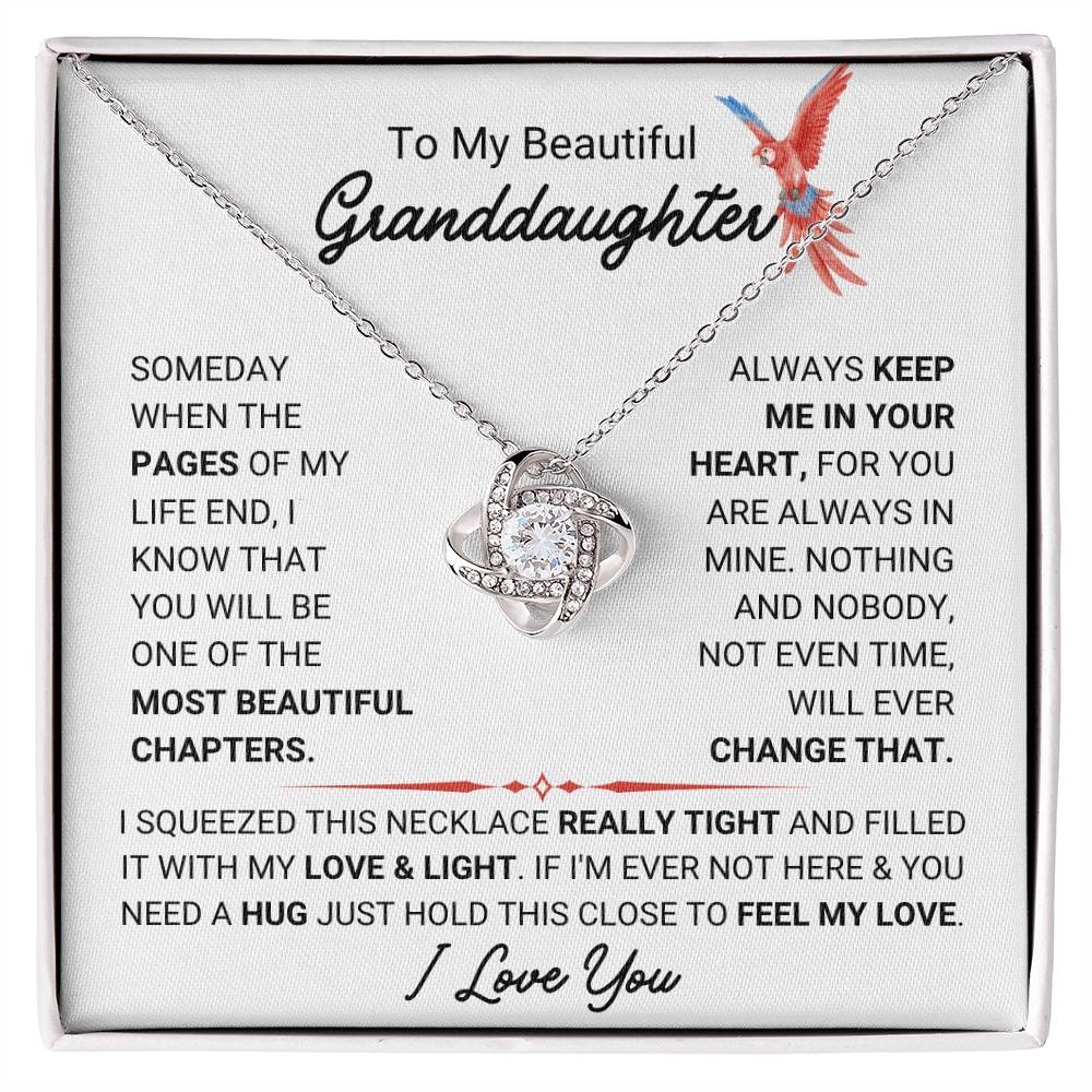 To My Granddaughter Necklace – Birthday Graduation Keepsake for Granddaughter – Love Knot Necklace