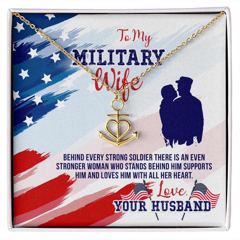 To My Military wife Gift from Husband - Anchor Pendant Necklace