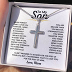 To My Son - Never forget I love you forever - Gift for Son from Mom - Artisan Cross Necklace