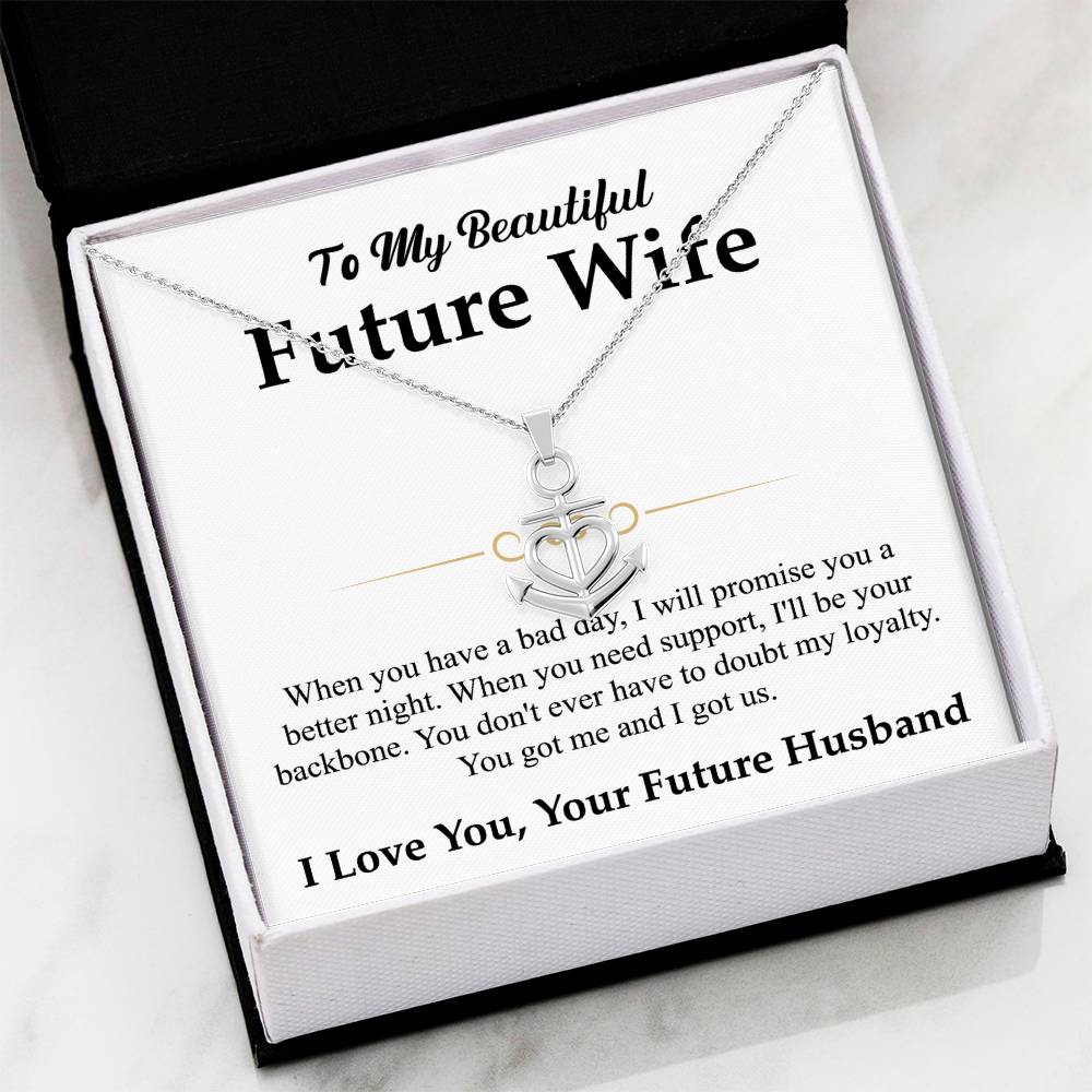 Future Wife Gift - Beautiful Necklace for Girlfriend for Birthday, Christmas & Romantic Moments - Anchor Pendant Necklace