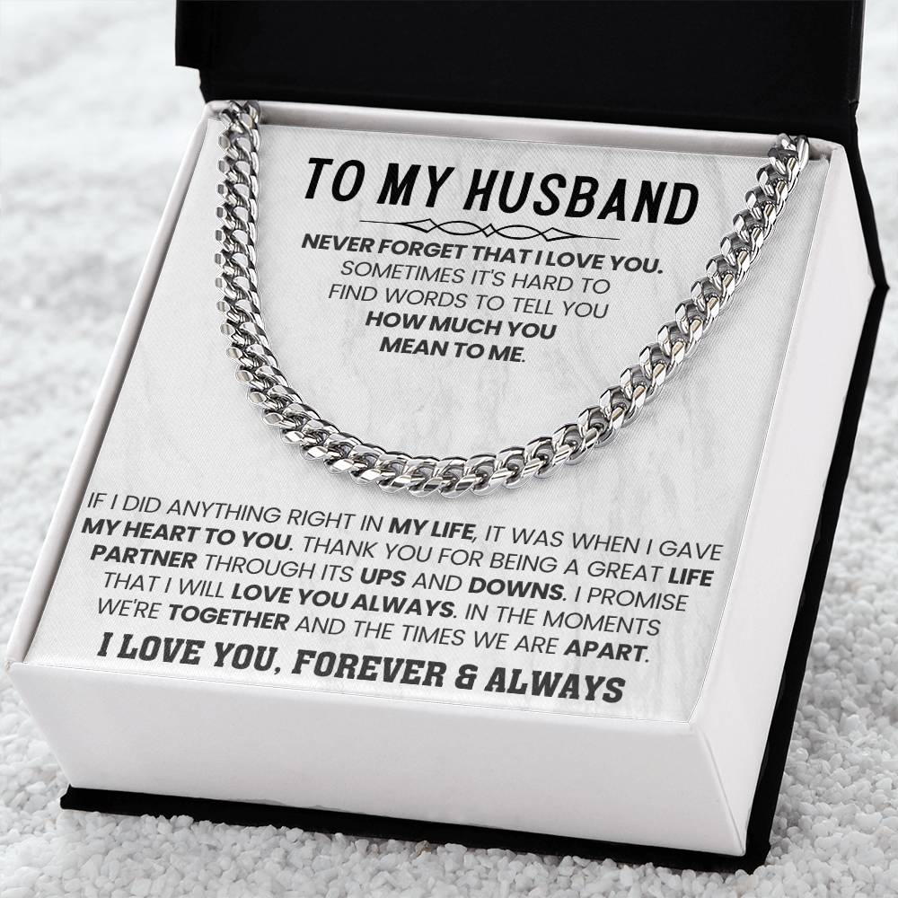 Husband Jewelry Gift from Wife – Cuban Link Chain – Anniversary & Valentine’s Day