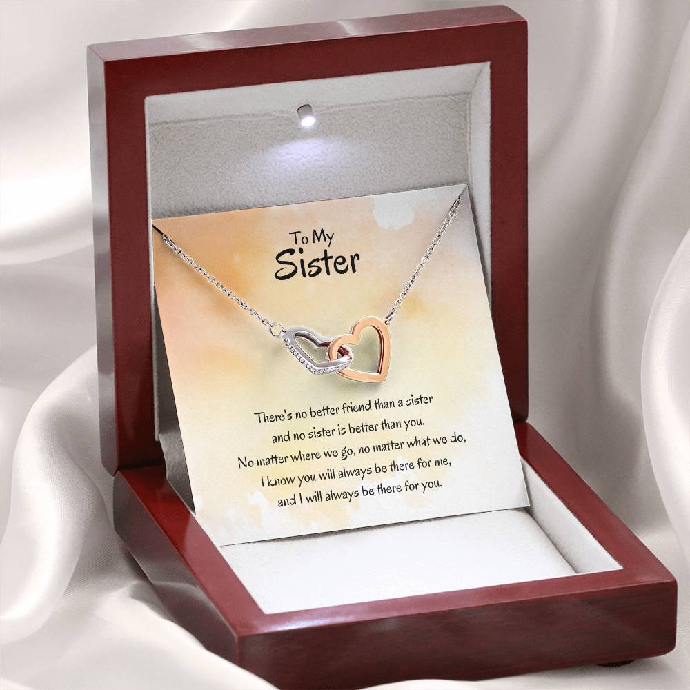 Gift for Sister - There's no better friend than a sister - Interlocking Hearts Necklace