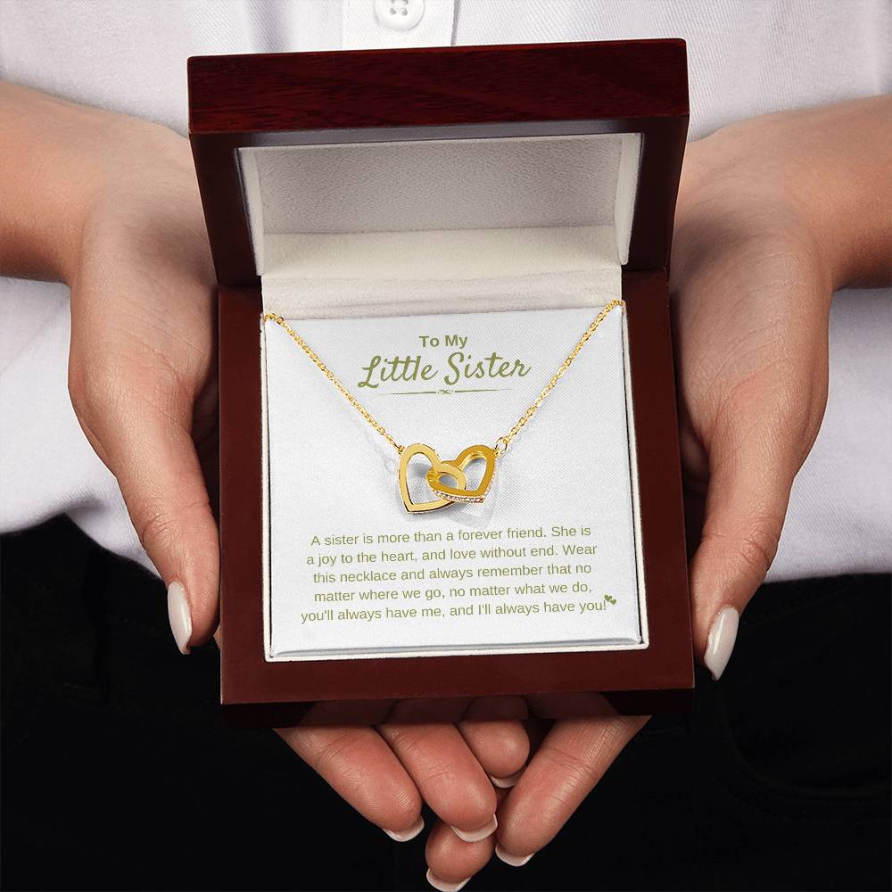 To My Little Sister - A sister is more than a forever friend - Little Sister Gift - Interlocking Hearts Necklace