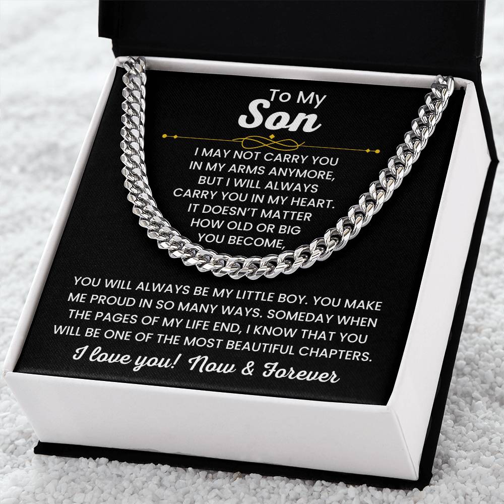 To My Son, Cuban Link Chain Necklace for Son, Birthday Gift, Stylish Teen & Young Men Accessory,
