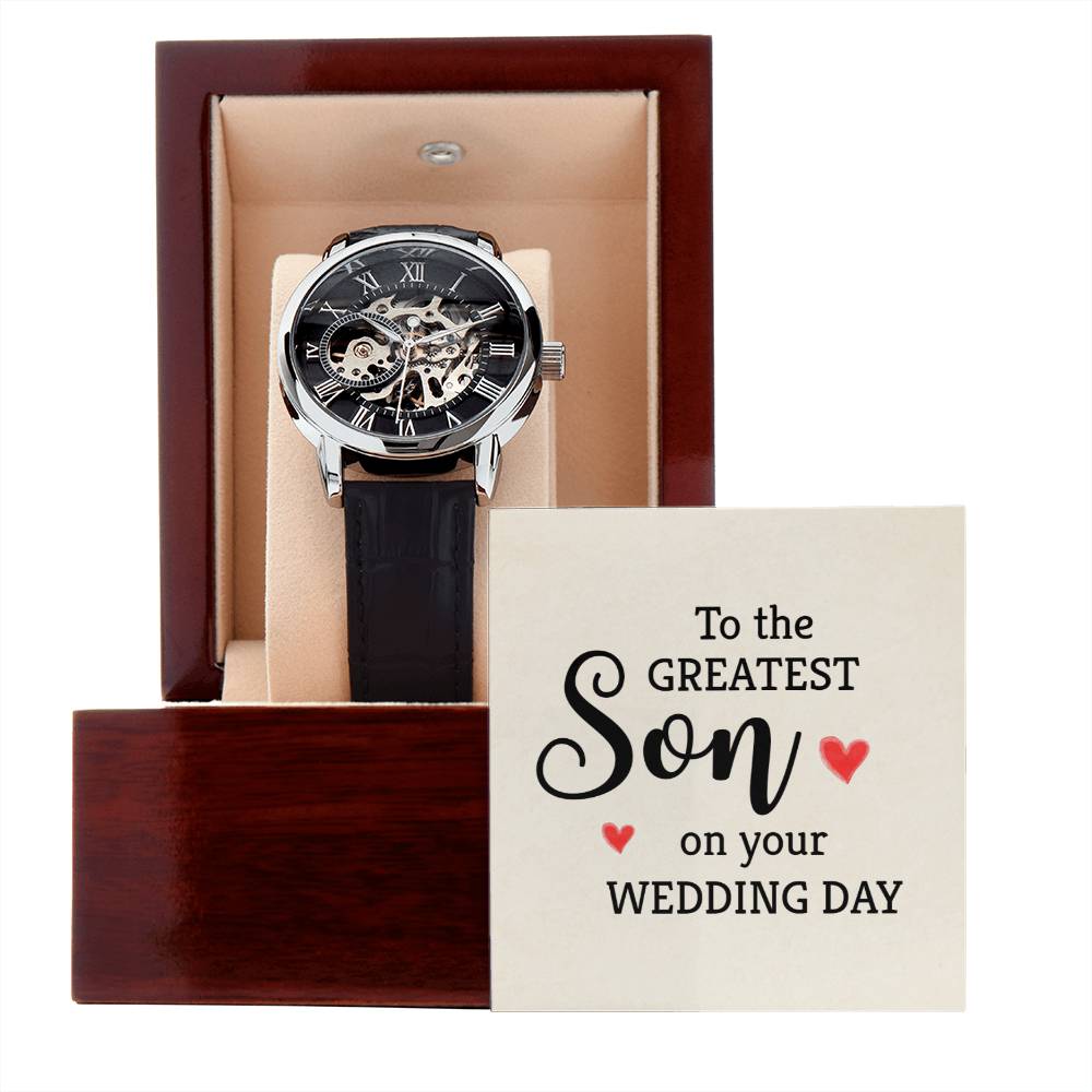 To The Greatest Son - Men's Openwork Watch for Wedding Day Gift