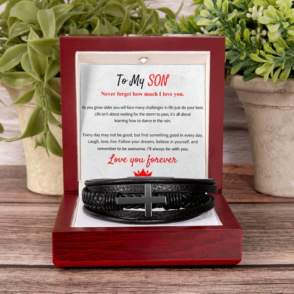 Holiday Gift for Son – Graduation, Birthday – Men’s Cross Bracelet