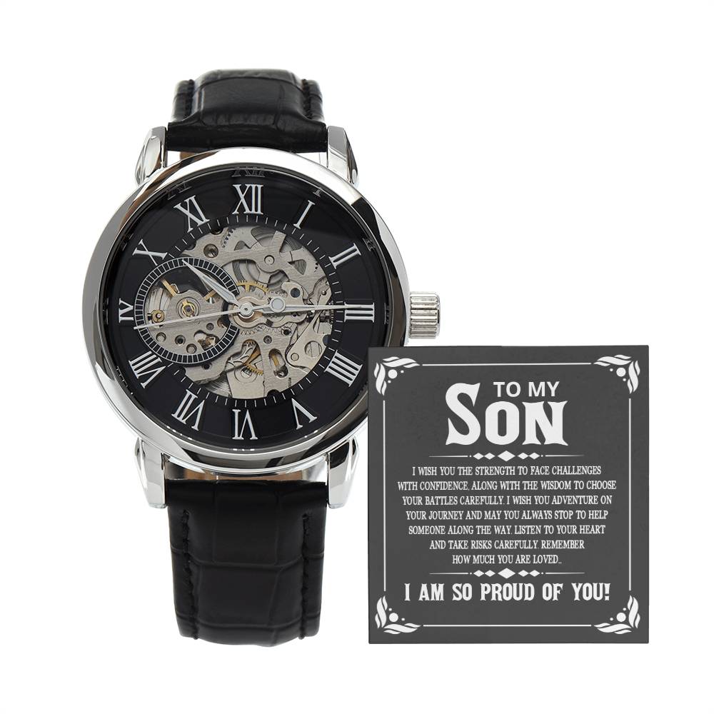 To My Son - I wish you the strength to face challenges - Men's Openwork Watch