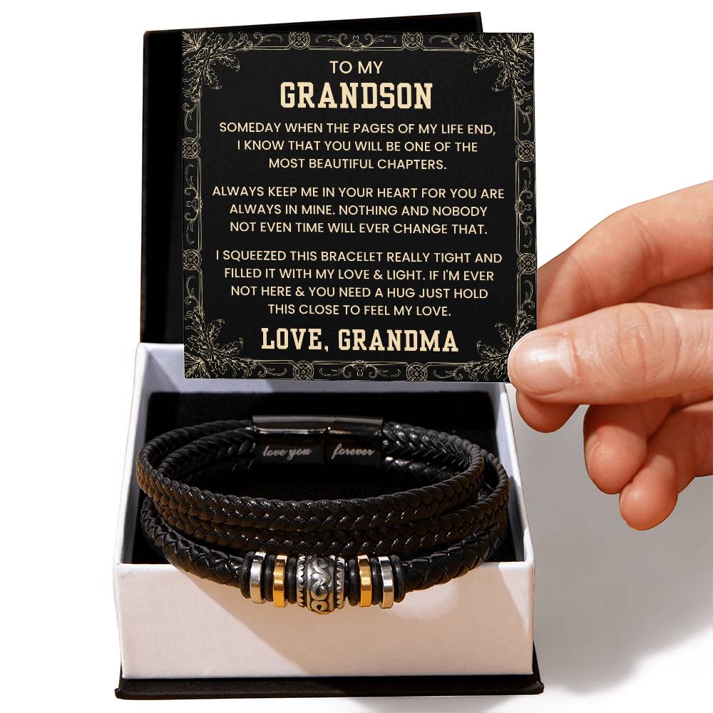Grandma to Grandson Gift – Graduation, Birthday, Christmas – Men's Cross Bracelet