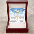 To My Son - Faith is a choice - Religious Gift for Son - Artisan Cross with Cuban Link Chain