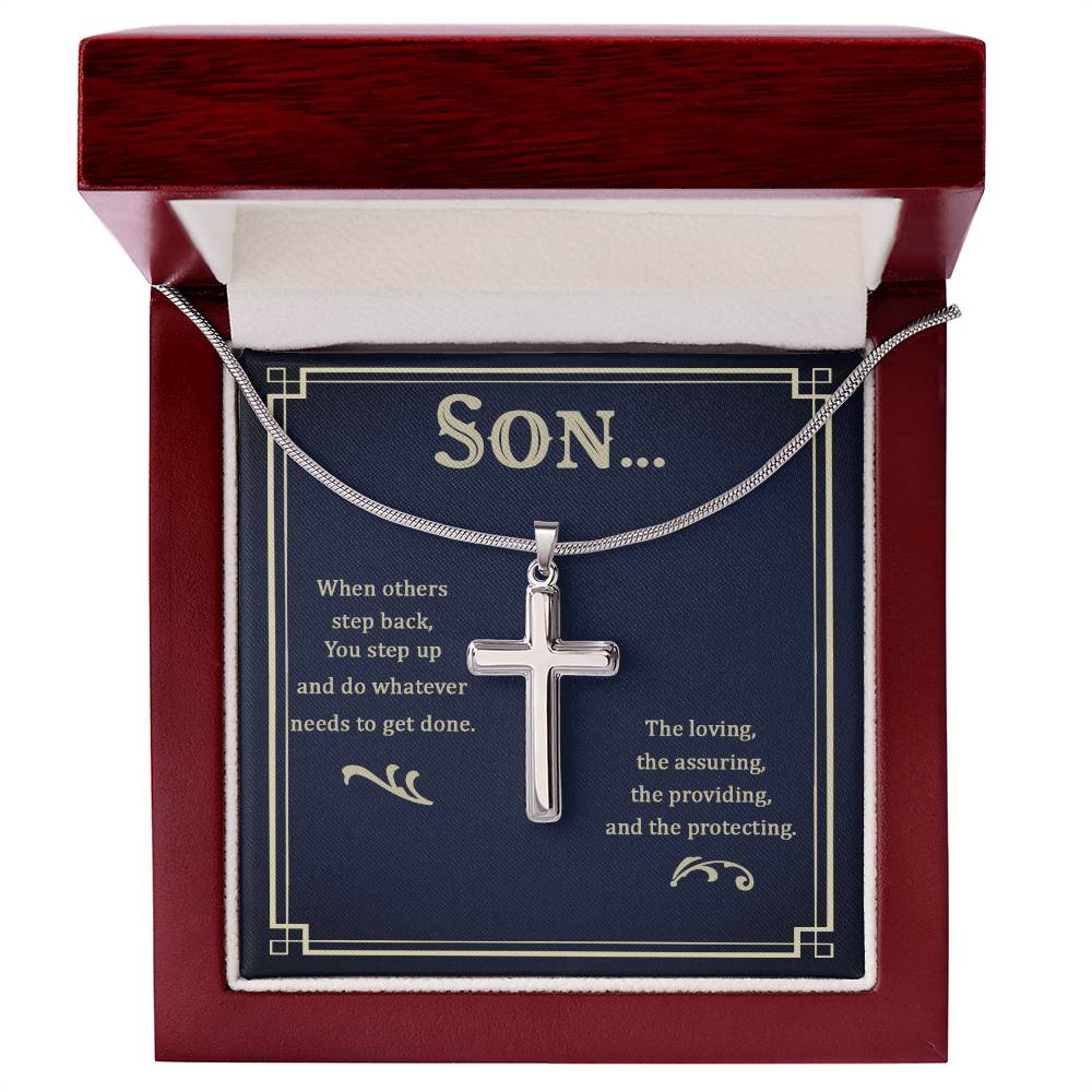 To My Son - Gift for Son - When others step back - Artisan Cross Necklace