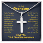 To Our Grandson - Grandson Gift from Grandma and Grandpa - Artisan Cross Necklace
