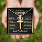 To My Dearest Grandson Necklace - Gift for Grandson - Always keep me in your heart - Artisan Cross Necklace