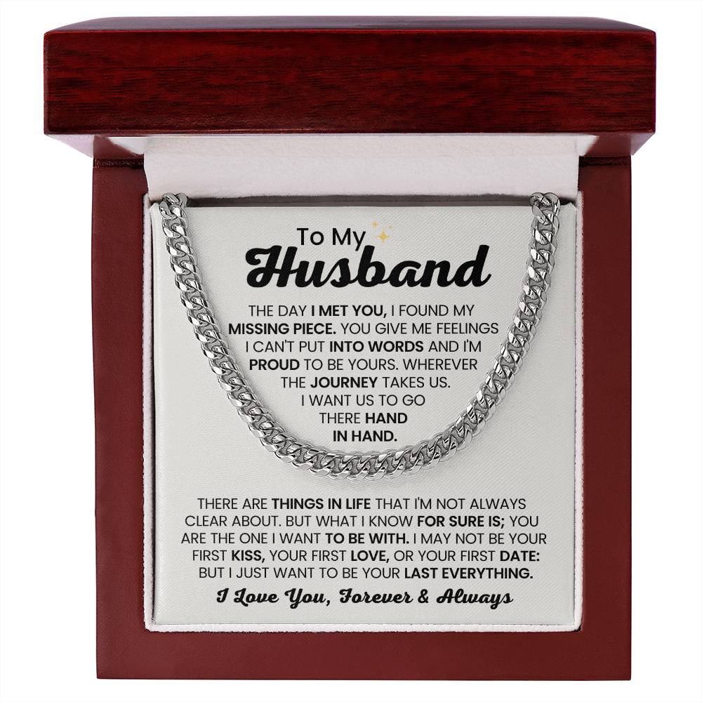 To My Husband - The Day I Met You - Cuban Link Chain - Anniversary & Birthday Gift from Wife
