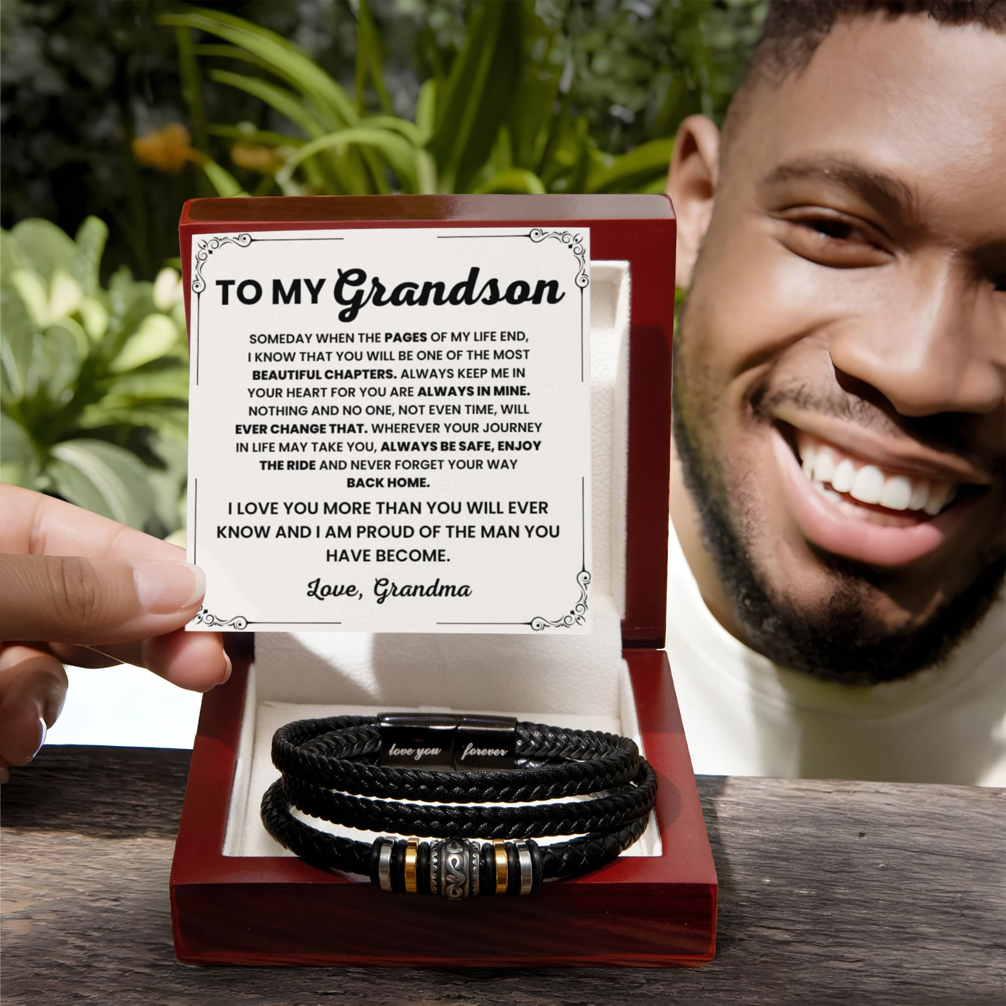 To My Grandson – Graduation, Birthday, Holiday Gift from Grandma – Love You Forever Bracelet
