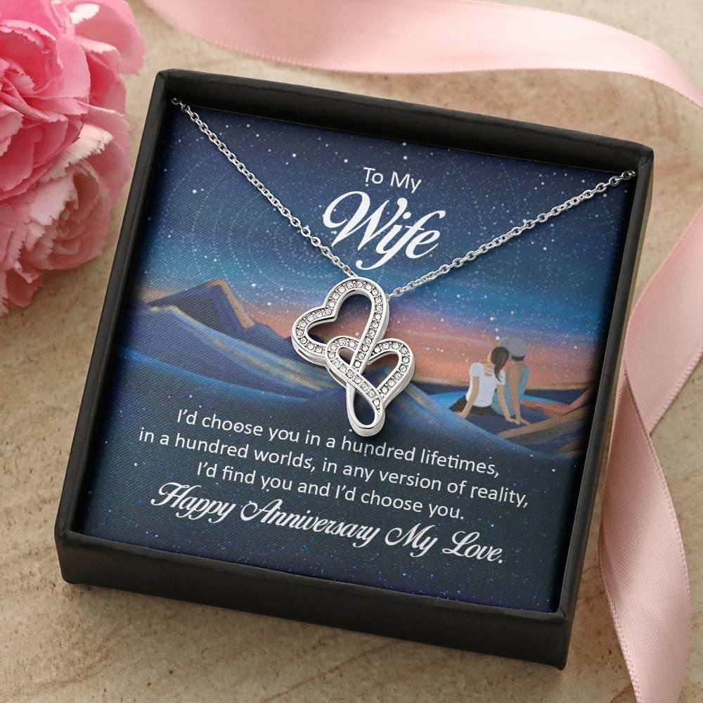 Anniversary Gift for Wife from Husband - Sweet Romantic Jewelry for Valentine’s Day - Heart-to-heart Pendant Necklace