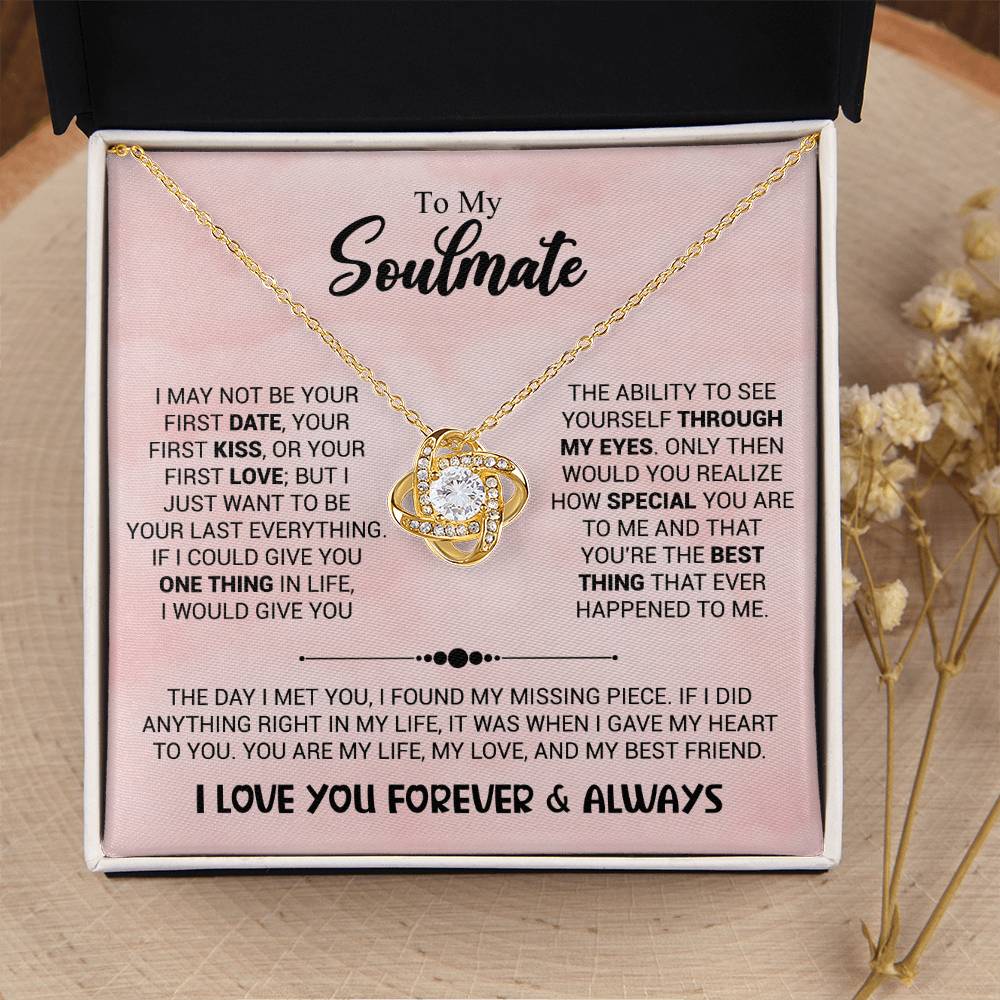 Soulmate Jewelry for Her - Best Romantic Gift Idea for Valentine’s Day & Birthdays - Love Knot Necklace