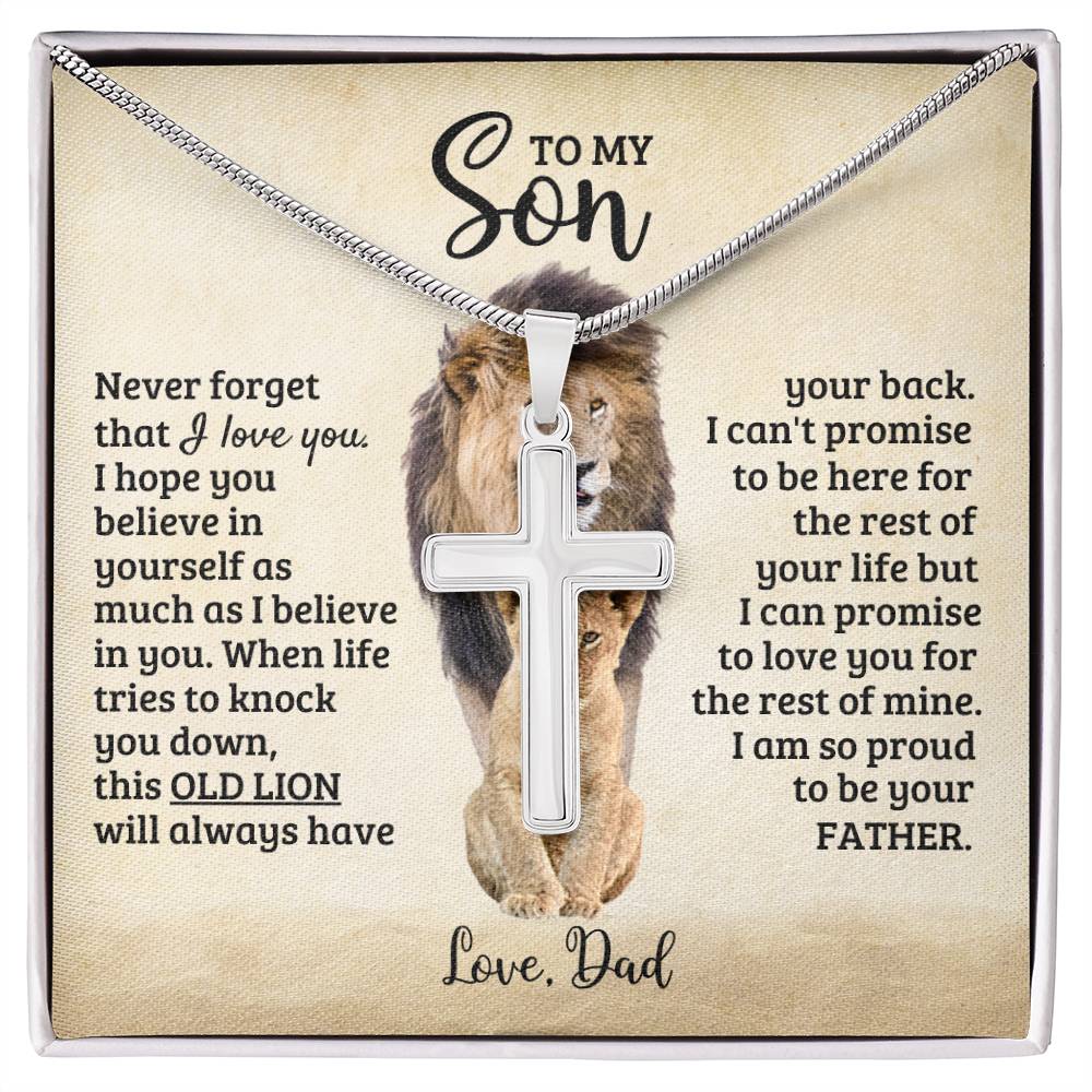 To My Son - Gift for Son from Dad - I am so proud to be your father - Artisan Cross Necklace
