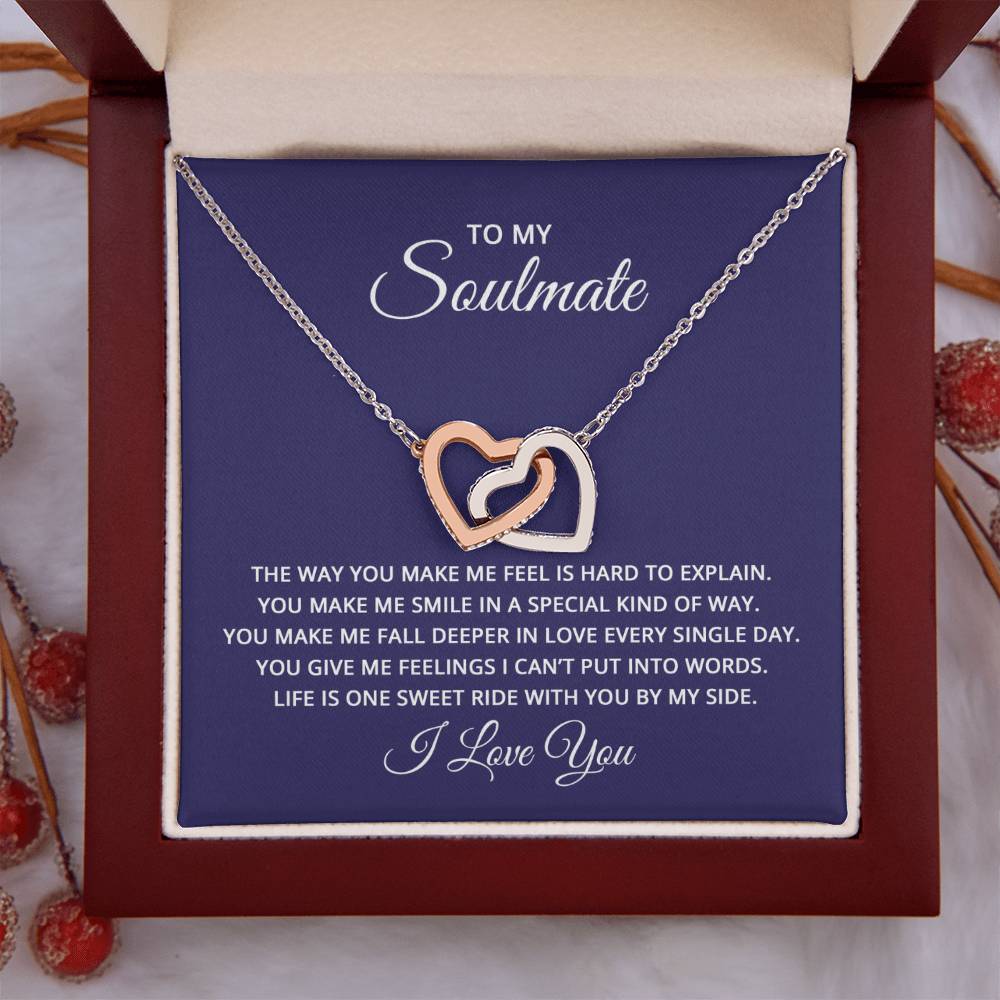 To My Soulmate Necklace - Long Distance Soulmate Gift for Valentine’s Day & Special Days - Interlocking Hearts Necklace