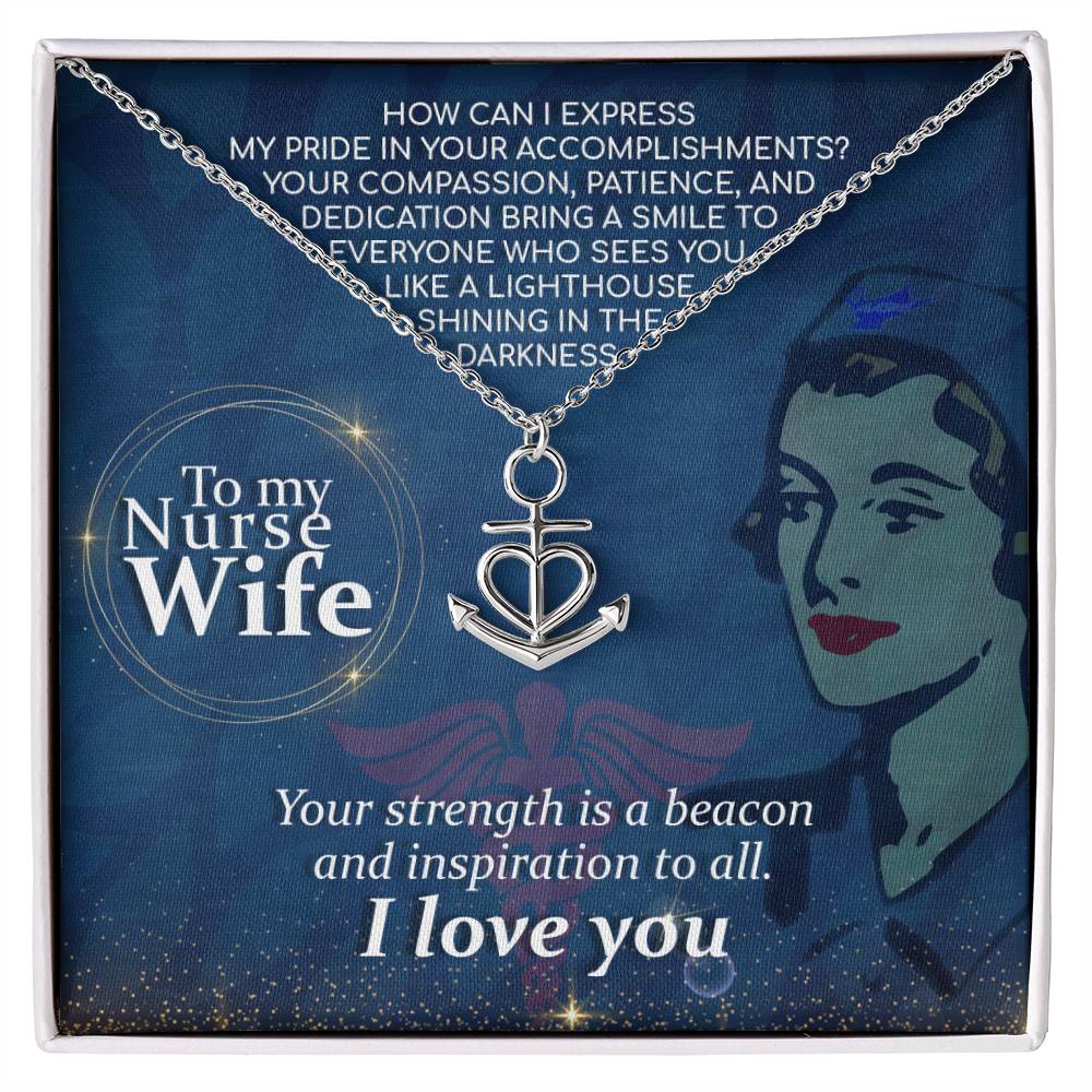To My Nurse Wife Necklace Gift from Husband, Perfect for Birthday & Valentine’s Day Surprises - Anchor Pendant Necklace