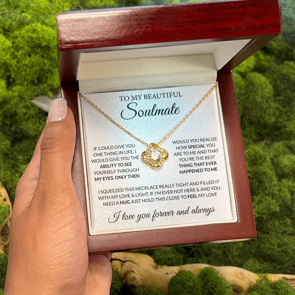 To My Beautiful Soulmate Necklace - Romantic Gift for Her for Christmas & Love Celebrations - Love Knot Necklace