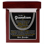 Cuban Link Chain Necklace, Gift for Grandson from Grandpa, Stylish Jewelry for Birthday, Graduation & Special Occasions