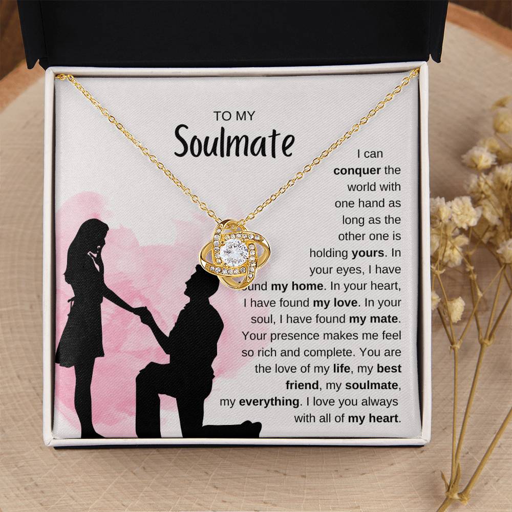To My Soulmate Necklace - Romantic Jewelry Gift for Her for Christmas & Special Dates - Love Knot Necklace