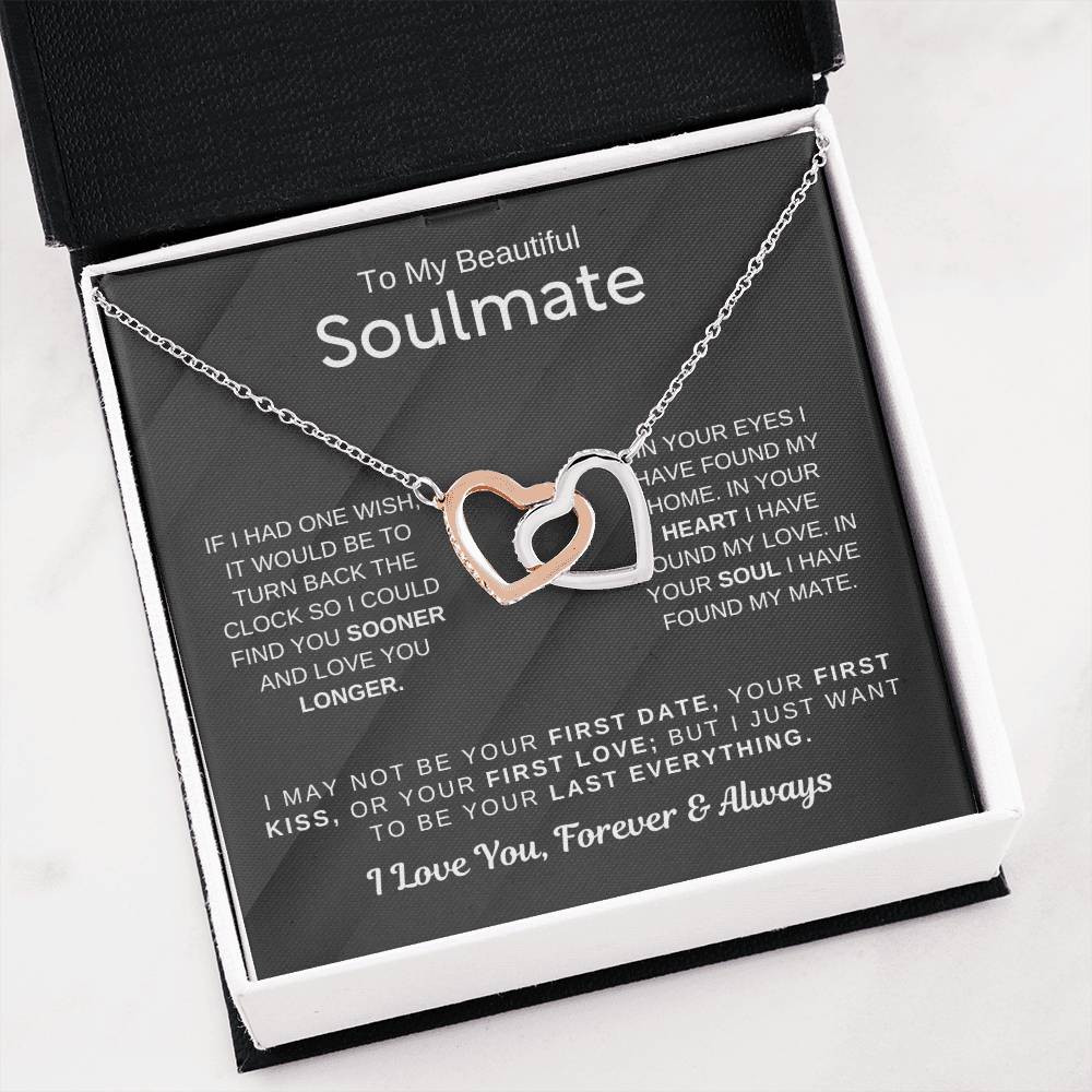 To My Beautiful Soulmate Necklace - Soulmate Necklace Gift for Surprises & Love Moments - Interlocking Hearts Necklace