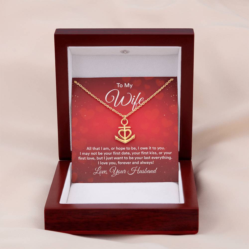 To My Wife Necklace - Beautiful Gift from Husband, Perfect for Anniversary, Valentine’s Day & Holiday Celebrations - Anchor Pendant Necklace