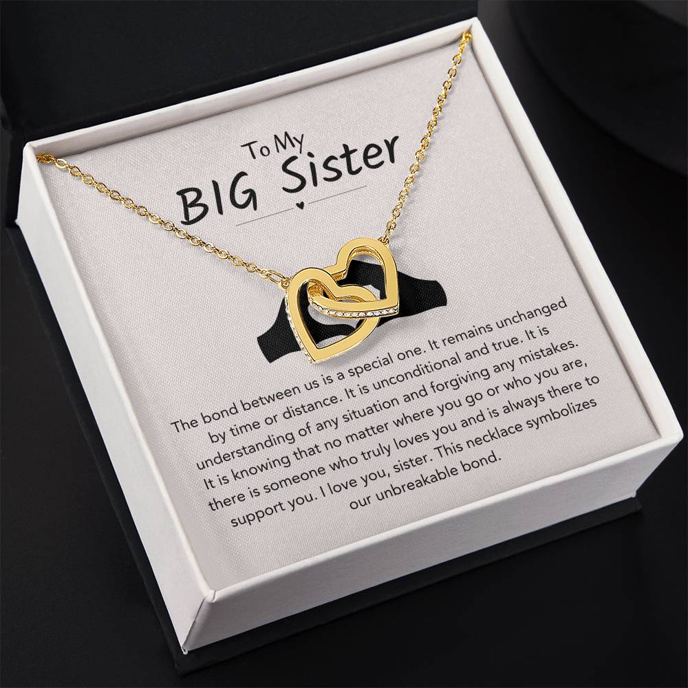 To My Big Sister Necklace - The bond between us is a special one - Gift for Big Sister - Interlocking Hearts Necklace