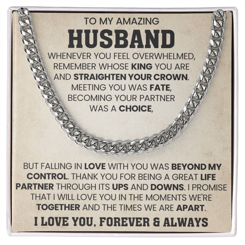 Cuban Link Chain for Him - Husband Birthday & Anniversary Gift from Wife
