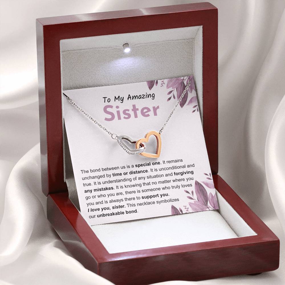 Sentimental Gift for Sister - The bond between us is a special one - Interlocking Hearts Necklace