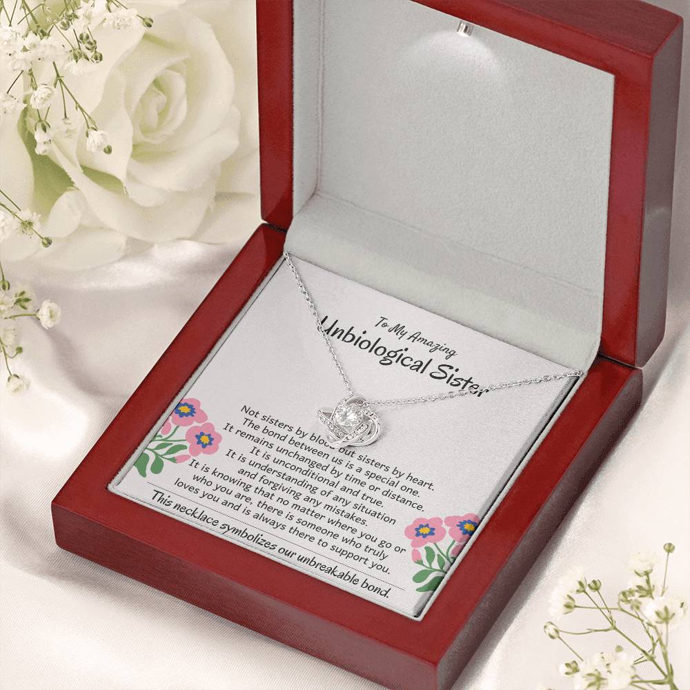 To My Amazing Unbiological Sister - The bond between us is a special one - Love Knot Necklace