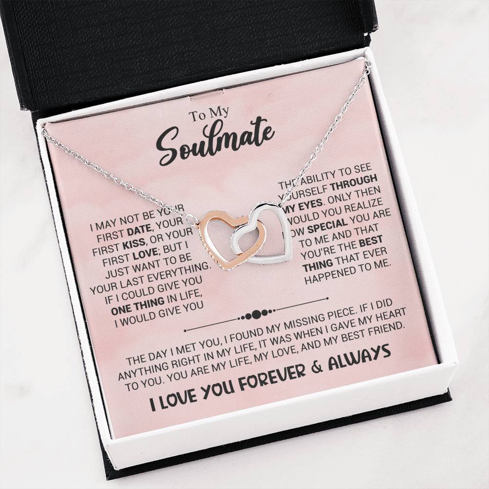 To My Soulmate Necklace - Unique Soulmate Gift for Her for Birthdays & Surprise Moments - Interlocking Hearts Necklace